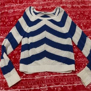 XOXO Blue and White Chevron Sweater